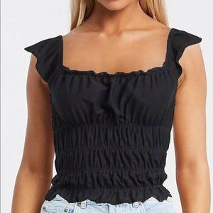 Miss Selfridge Bardot Crop Top with Ruching